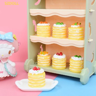 Mô hình bánh kem dâu nhiều tầng trang trí nhà búp bê
