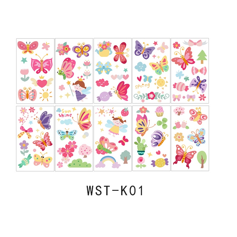 Bộ Hình Xăm Dán Chống Thấm Nước Họa Tiết Hoạt Hình Dễ Thương Cho Bé