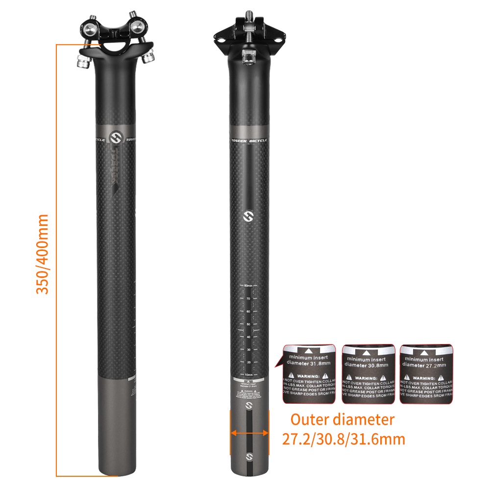 Cốt Yên Xe Đạp Bằng Carbon 0mm 27.2 / 30.8 / 31.6mm Chuyên Dụng