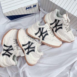 Giày MLB NY chính hãng đế nâu chuẩn bản Trung 1:1 full box, Giày sneaker thể thao nam nữ đi học cổ thấp đế cao 5cm G379