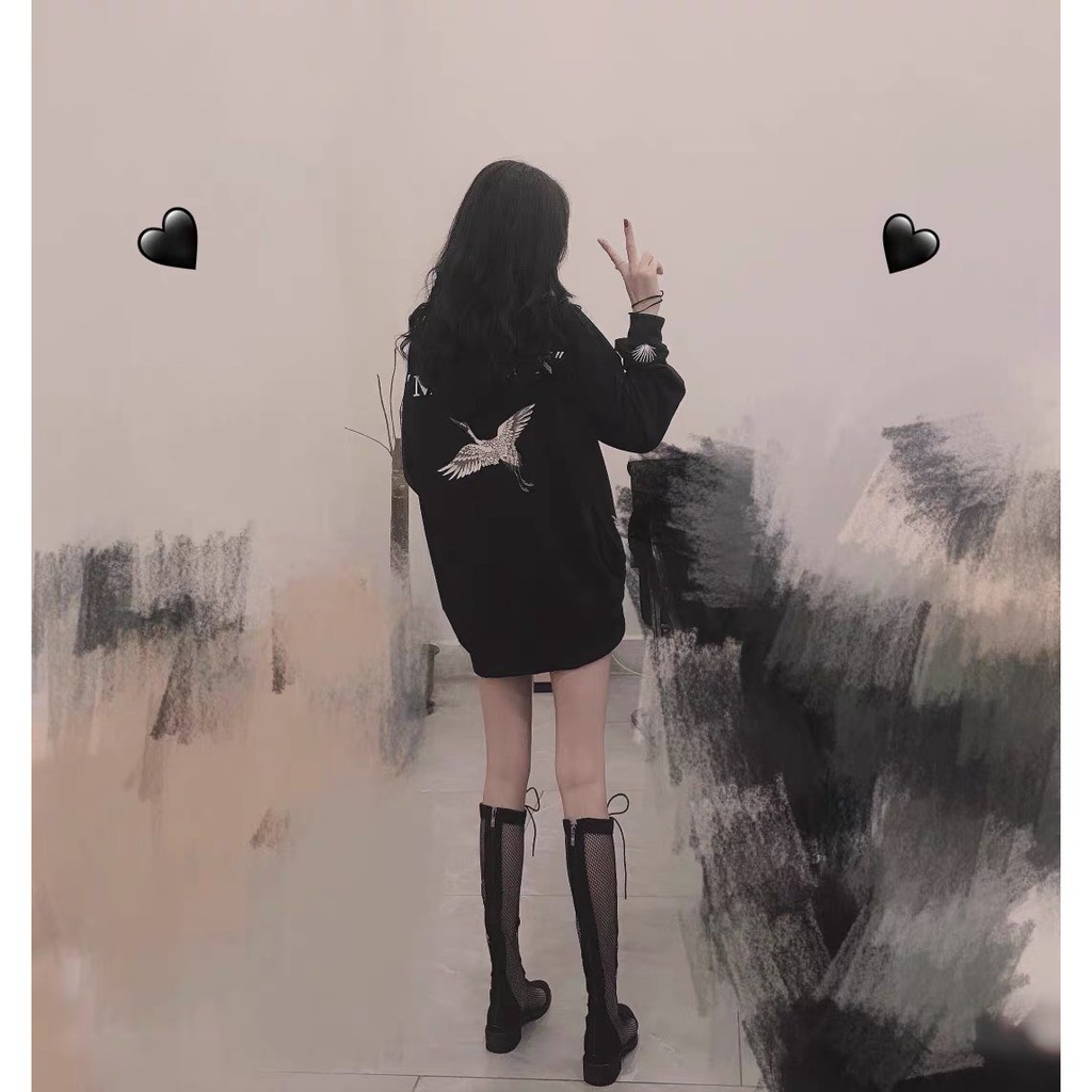 Boots lưới đế 6,5cm dáng dài phối da lộn hot hit gót vuông