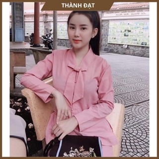 Đồ lam đi chùa, Bộ đi Chùa La Hán Nơ Vải Kate Đẹp Mịn, Dày Dặn Thoáng Mát,Thoải Mái, Kín Đáo_THÀNH ĐẠT_La Hán Nơ
