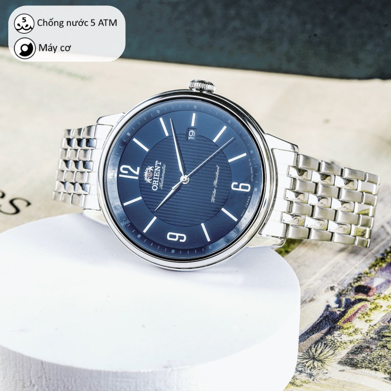 Đồng hồ nam Orient Watch Contemporary RA-AC0J máy lộ cơ automatic mặt kính cường lực dây thép đeo tay chính hãng