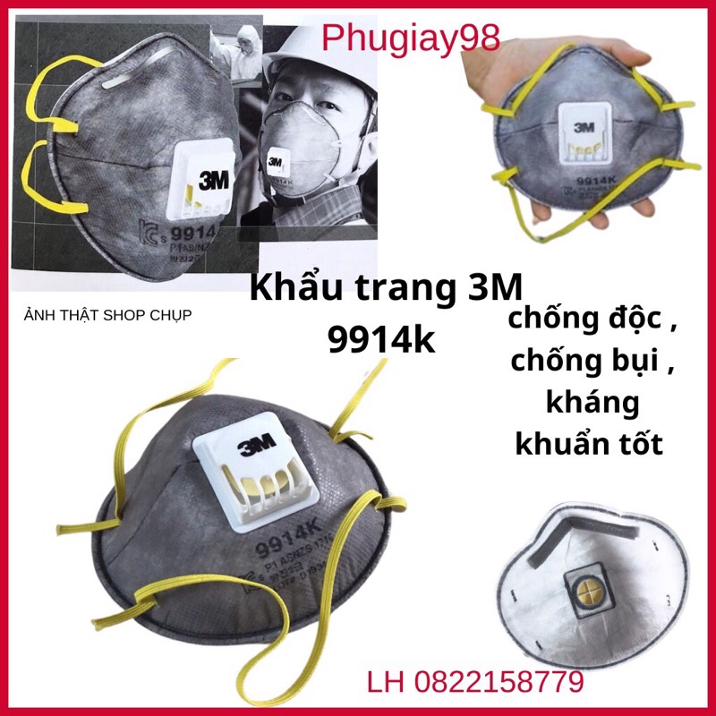 Khẩu trang 3M 9914K hàng chuẩn cao cấp kháng khuẩn chống bụi rất tốt dùng khi lao động làm việc (Sẵn hàng)