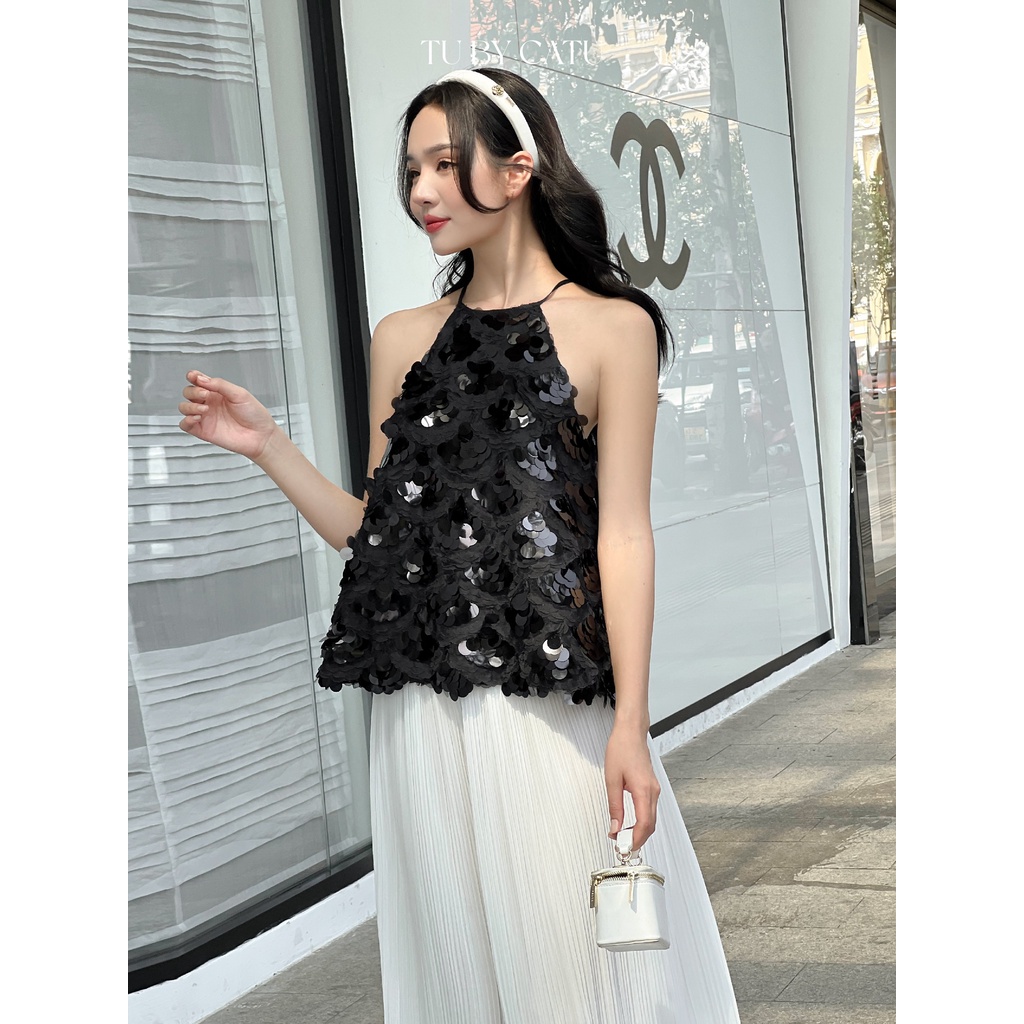 TUBYCATU | Áo yếm kim sa đen/ trắng