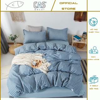 Bộ Chăn Ga Gối Cotton PL Kẻ Xanh, Chất Liệu Bền Đẹp, Kích Cỡ Đa Dạng CAS decor