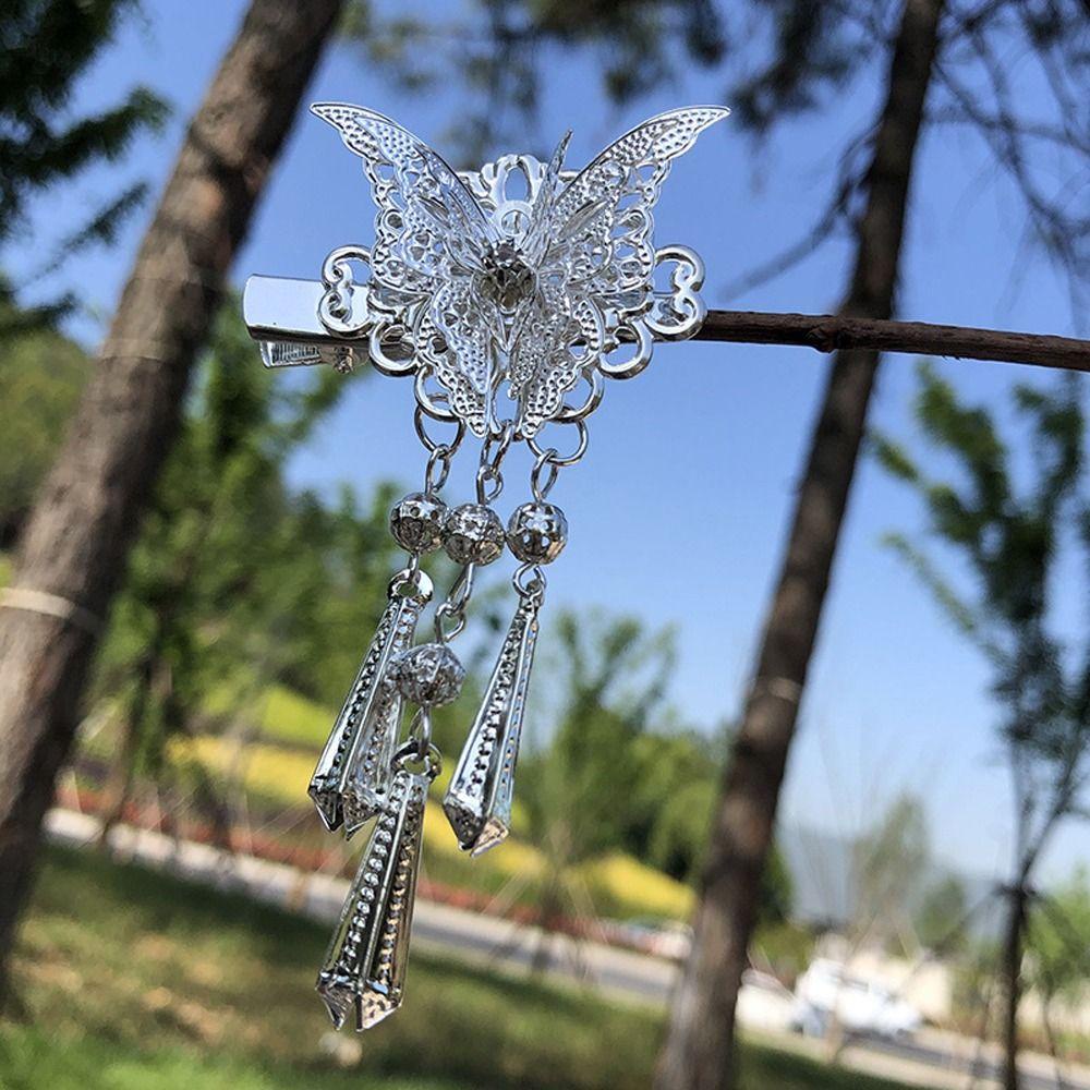 USNOW Kẹp Tóc Hình Bướm Phối Tua Rua Phong Cách Trung Hoa Ngọt Ngào Cho Bé Gái