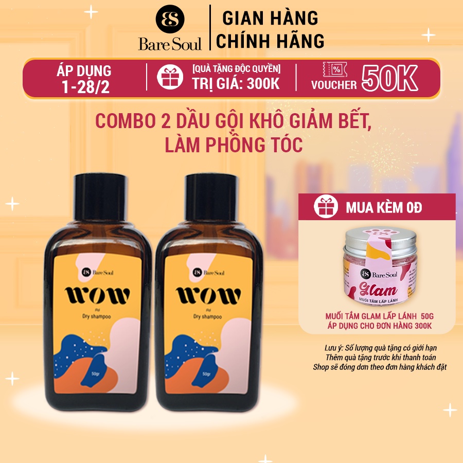 Combo 2 Dầu gội BareSoul Wow Dry Shampoo 50gx2