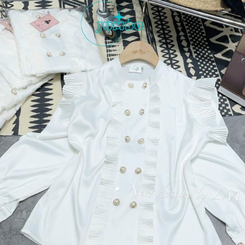 Áo sơ mi nữ Goness dài tay dáng bèo bồng suông bo ống tay thiết kế hàng cúc dọc thời trang Jumbo