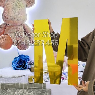 Cao 40cm chữ alu gương vàng 3mm dán tường, biển quảng cáo