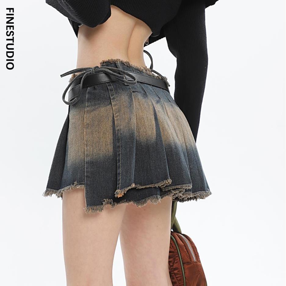Chân Váy Denim Một Mảnh Lưng Thấp Phong Cách Xuân Thu Mới 2023 Cho Nữ