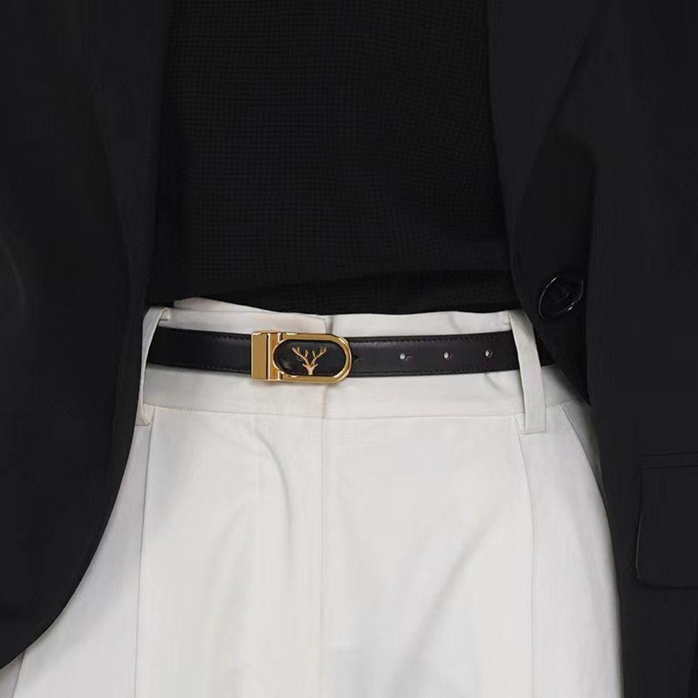 LOMBARD Thắt Lưng Da PU Phong Cách Retro Thanh Lịch Dễ Phối Đồ Dành Cho Nữ