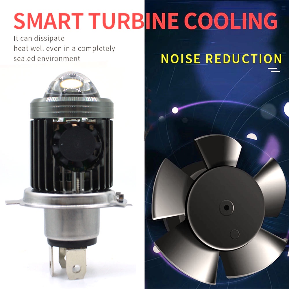 Đèn Pha Siêu Sáng H4 H6 BA20d AC DC12V-80V 8000LM Hai Màu Trắng + Vàng Cho Xe Máy Mio125