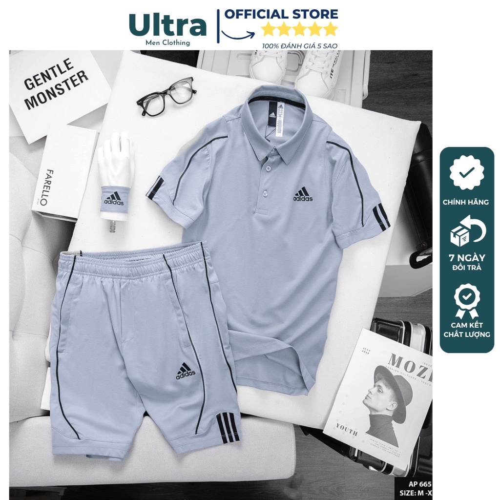 Đồ bộ nam Adidas thể thao thun lạnh mùa hè Hàng Hiệu Ultra Men UM665 Set đồ nam cao cấp cộc tay chất mát nhiều màu