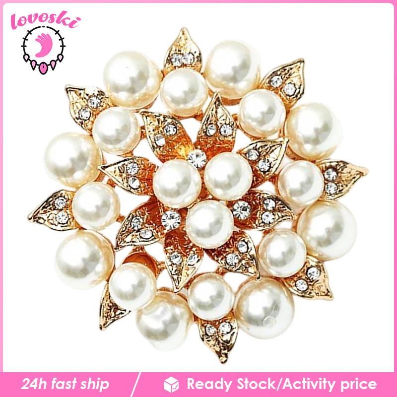 Bông Tai Hình Hoa Đính Ngọc Trai Giả Thanh Lịch Dành Cho Nữ