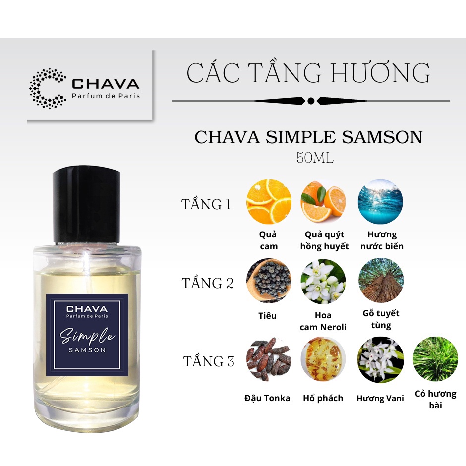 Nước hoa CHAVA SAMSON 50ml chính hãng dành cho Nam - theo Tiêu Chuẩn Pháp