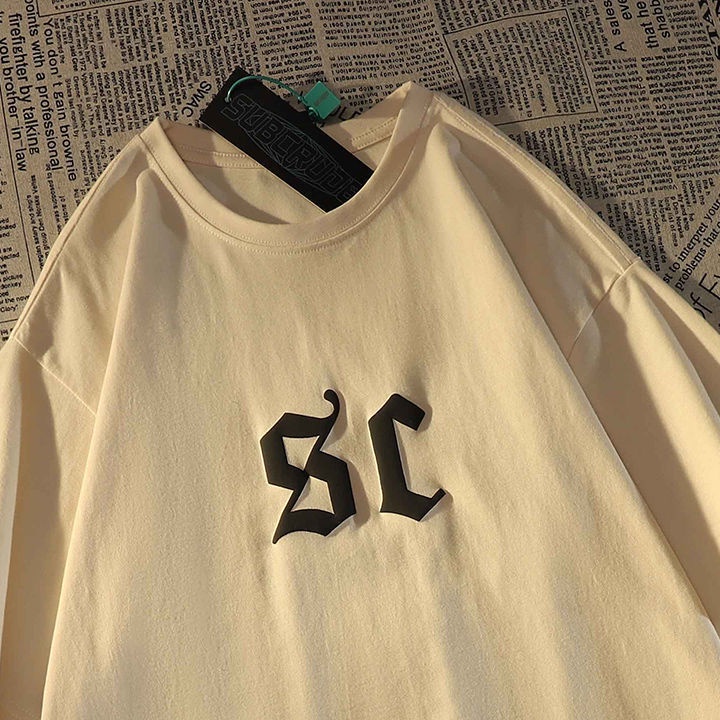 Áo Thun Cotton Ngắn Tay Dáng Rộng Phong Cách Retro Đường Phố Mới Cho Nam