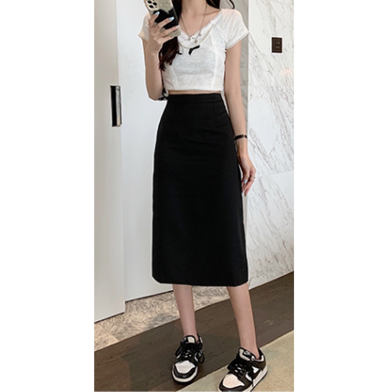 Chân Váy Chữ A Lưng Cao Màu Sắc Đơn Giản Cho Nữ