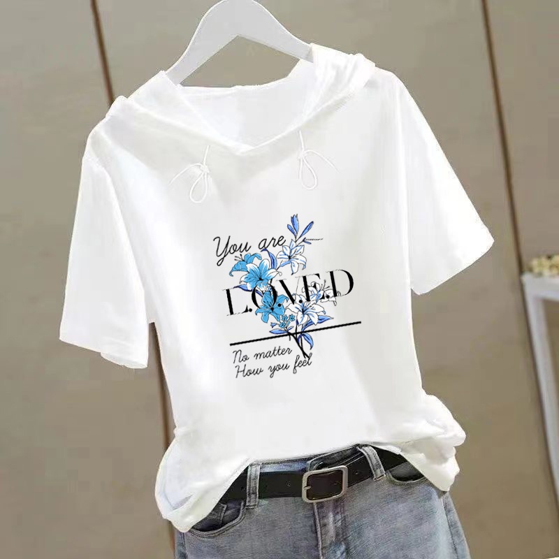 Áo hoodie Tay Ngắn Dáng Rộng Thời Trang Mùa Hè Phong Cách Hàn Quốc Cho Nữ
