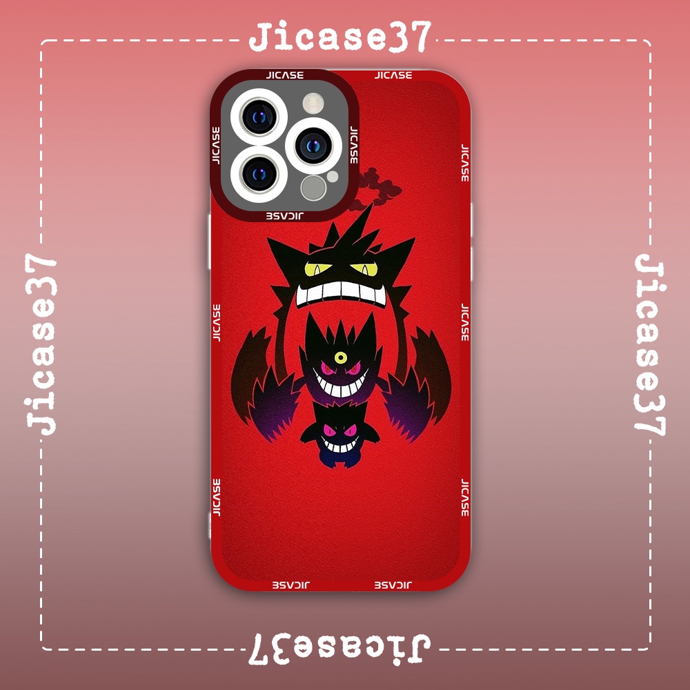 Ốp lưng iphone samsung xiaomi oppo cạnh vuông Jicase JMcase Gastly Mega Gengar Pokemon Manga Anime