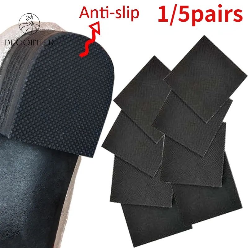 Set 1 / 5 Cặp Miếng Dán Gót Giày Chống Trượt Bằng Cao Su Oxford Màu Đen Hình Vuông DIY