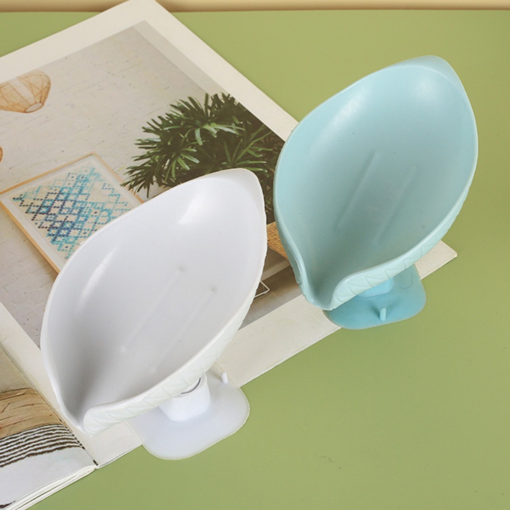 Giá giữ xà phòng cục thoát nước hình chiếc lá có giác hút không cần khoan lỗ xoay được sáng tạo