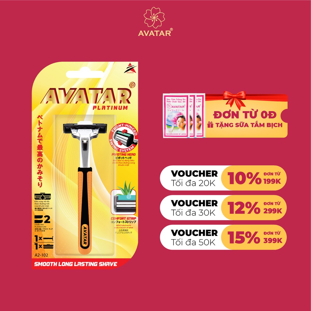 Dao cạo râu 2 lưỡi Avatar Platinum- thiết kế thông minh , êm ái khi cạo