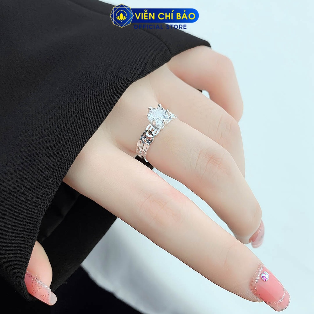 Nhẫn bạc nữ kim tiề n đá cao 6 chấu mới chất liệu bạc 925 thời trang phụ kiện trang sức Viễn Chí Bảo N400080