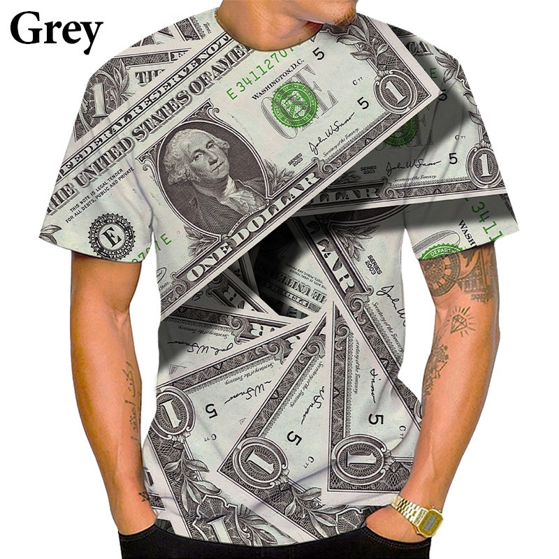 Áo Thun Ngắn Tay In Hình Tiền Đô La 3D Thời Trang Đường Phố Harajuku Dành Cho Nam Và Nữ