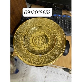 Mâm bồng mâm bày ngũ quả bằng đồng chữ Phúc chữ Lộc 30cm