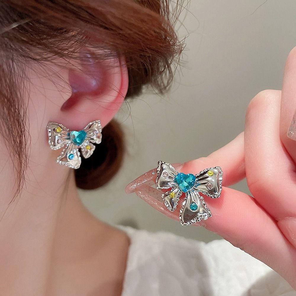 Bông Tai WMES15H Y2k Hình Nơ Bướm Đơn Giản Ngọt Ngào Hợp Thời Trang Cho Nữ|Khuyên Tai Hợp Kim Phong Cách Hàn Quốc