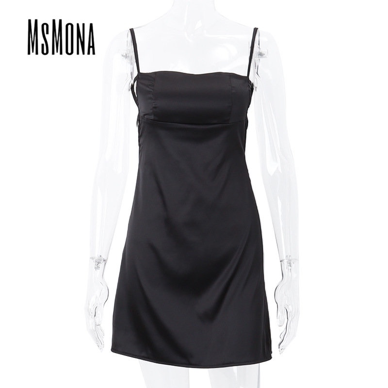 MsMona Đầm Mini Không Tay Màu Trơn Thời Trang 2023 Cho Nữ