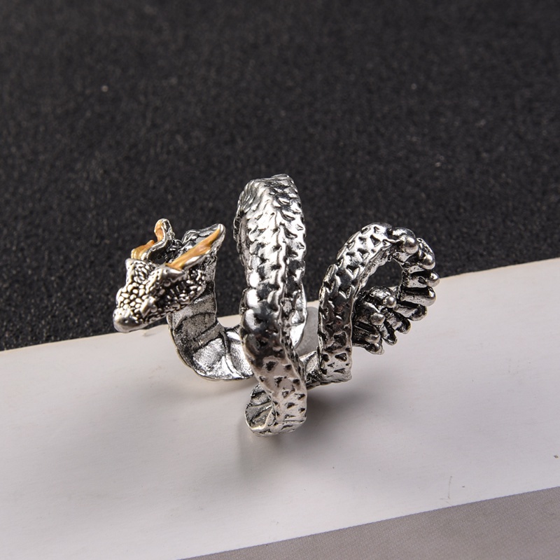 Nhẫn Hình Rắn Hoàng Đạo Bằng Kim Loại Có Thể Điều Chỉnh Phụ Kiện Trang Trí Tiệc Cho Nam