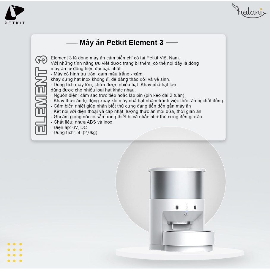 Máy Cho Mèo Ăn Tự Động Petkit Fresh Element Dung Tích 5L Bảo Hành 12 Tháng