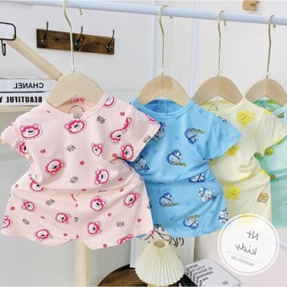 Bộ cộc tay thun lạnh họa tiết doremon cho bé trai, bé gái.