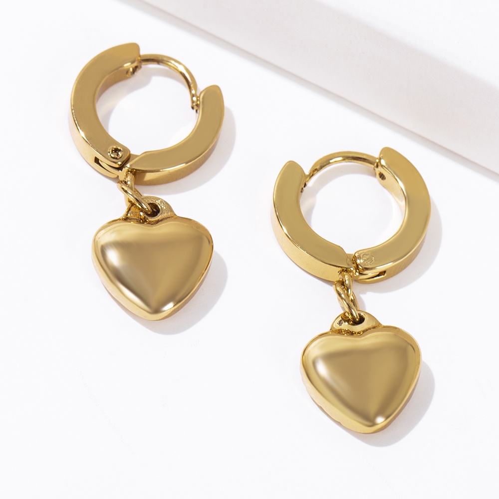 Bông Tai Mạ Vàng 18K Hình Tròn / Thánh Giá Bằng Thép Không Gỉ Không Gây Dị Ứng Thời Trang Cho Nữ