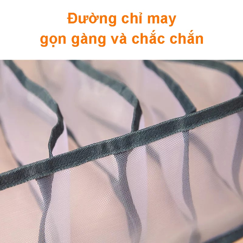 Túi Vải Lưới Chia Ngăn Đựng Tất, Vớ, Cà Vạt, Đồ Lót, Phụ Kiện Gấp Gọn