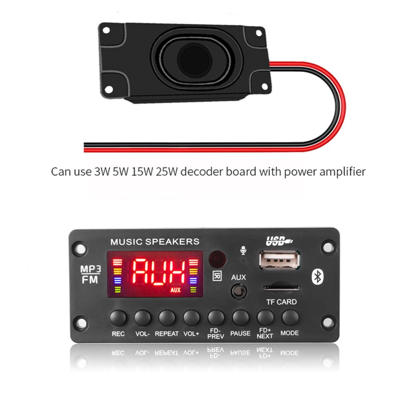 Bảng Mạch Khuếch Đại Âm Thanh MP3 2 * 25W 50W DC 7-15V MP3 Bluetooth 5.0 12V Cho Xe Hơi