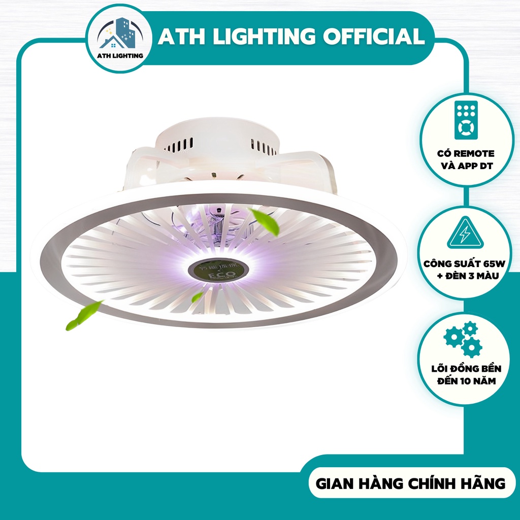 Quạt Đèn Trần 3 Cấp Độ, Loại Quạt Trần Phòng Khách, Phòng Ngủ Có Thể Chỉnh Độ Sáng Bằng Điều Khiển Từ Xa Và APP ĐT