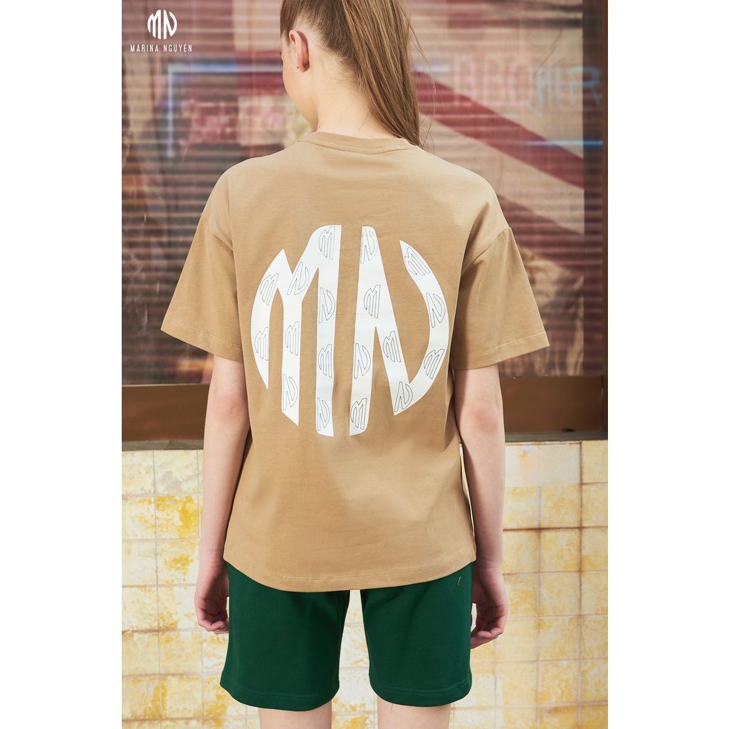 Áo phông hè MARINA NGUYỄN Thiết Kế Cổ Tròn, Tay ngắn có in logo thương hiệu sau áo, Vải cotton 123-007