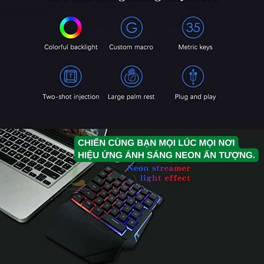 Combo bàn phím chuột một tay G7 và Chuột V2 + Lingzha 2 pro - Phụ kiện gaming tích hợp đèn LED RBG, 35 phím siêu nhạy