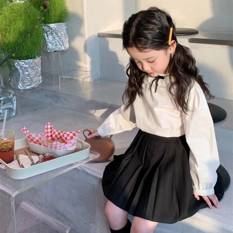 Set Áo Sơ Mi Cổ Búp Bê Và Chân Váy Phong Cách Hàn Quốc Cho Nữ