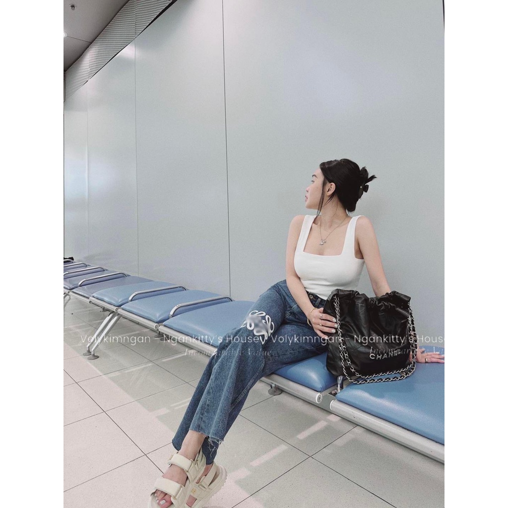 Quần jean suông thêu loe.we