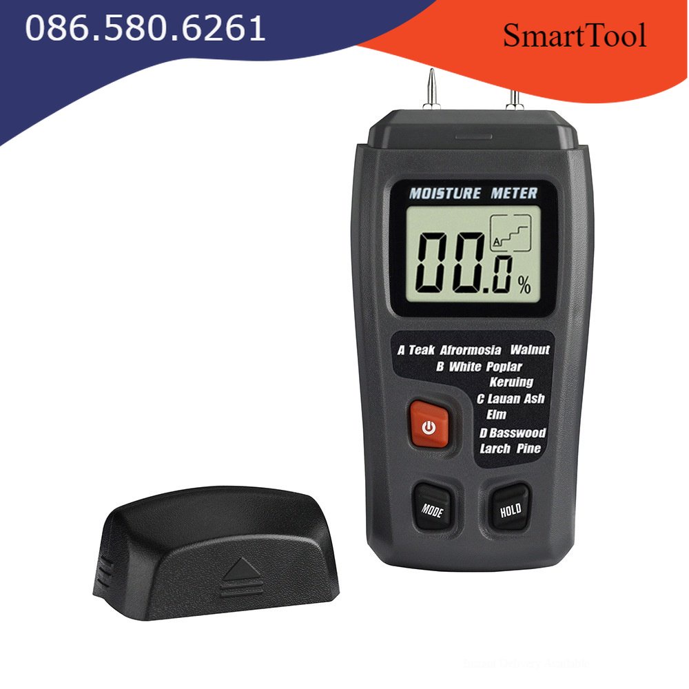 Máy đo độ ẩm gỗ - đo độ ẩm tường sơn nhà độ chính xác 0.5% kèm pin 9v- Đo độ ẩm vật liệu