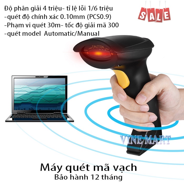 Máy bắn mã vạch bluetooth cao cấp kết nối được cả điện thoại, máy tính