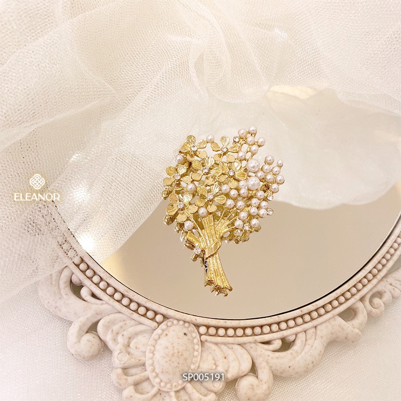 Ghim cài áo nam nữ Eleanor Accessories hình bó hoa đính đá ngọc trai nhân tạo phụ kiện thời trang 5191