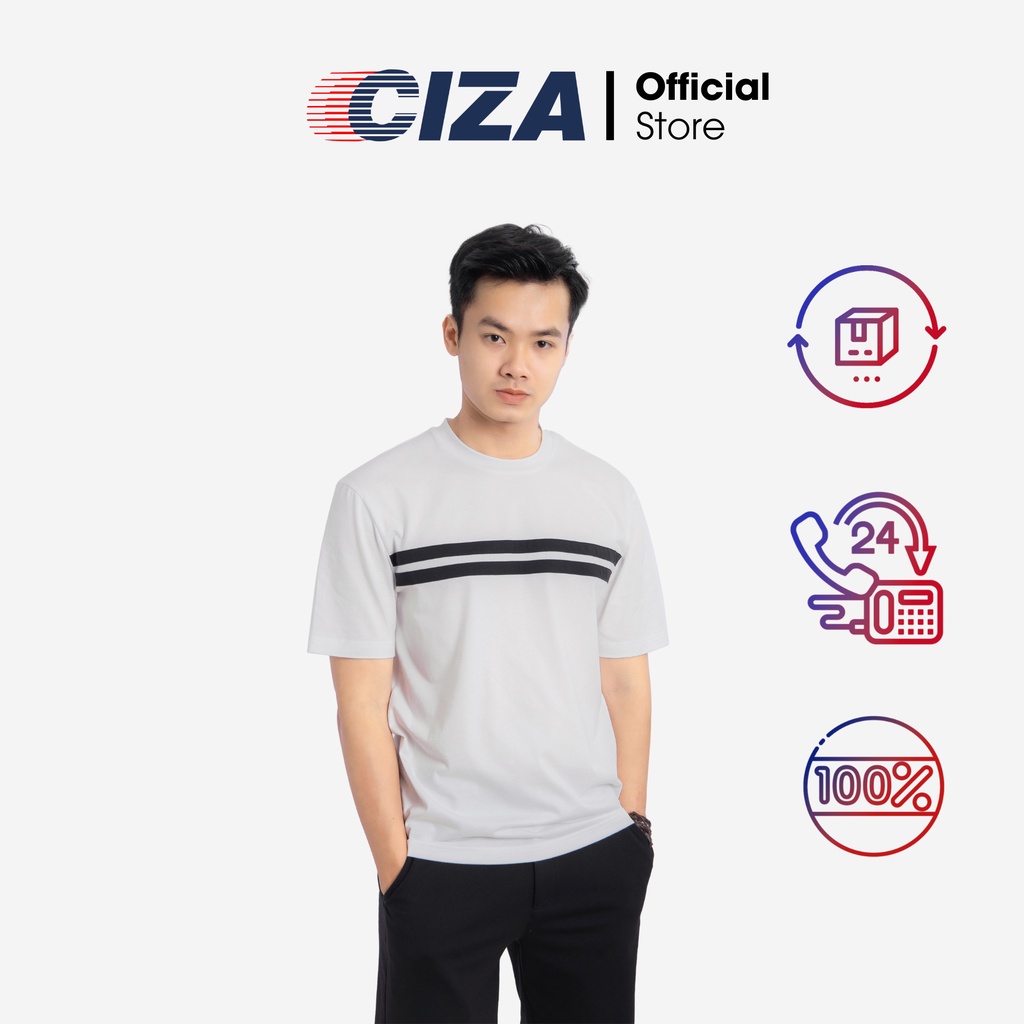 Áo thun nam cổ tròn CIZA vải cotton co giãn mặc thoáng mát thấm hút mồ hôi size S M L XL  ATNR65