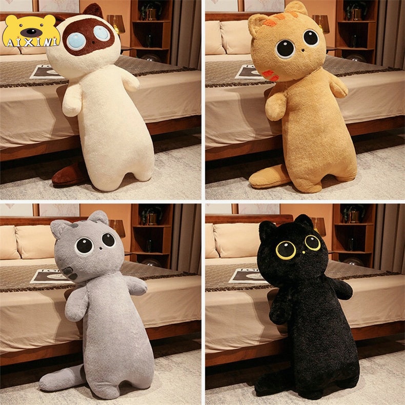 Gấu Bông Mèo Gối mèo dài, mèo đen, búp bê mèo, đồ chơi sang trọng