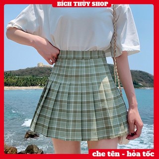 Chân váy kẻ sọc caro ngắn xếp ly xòe với màu mới siêu xinh BTK22D