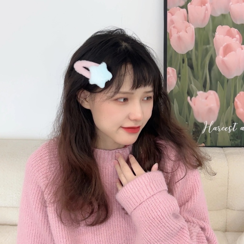 Kẹp Tóc Ngôi Sao Bằng Lông Nhung Dễ Thương Xinh Xắn Dành Cho Bé Gái